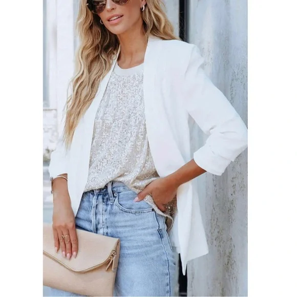 Silver Sequin Cap Sleeve Top - Picture 4 of 7